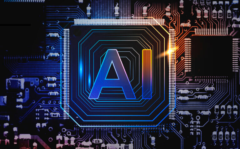 AI technology microchip background futuristic innovation technol